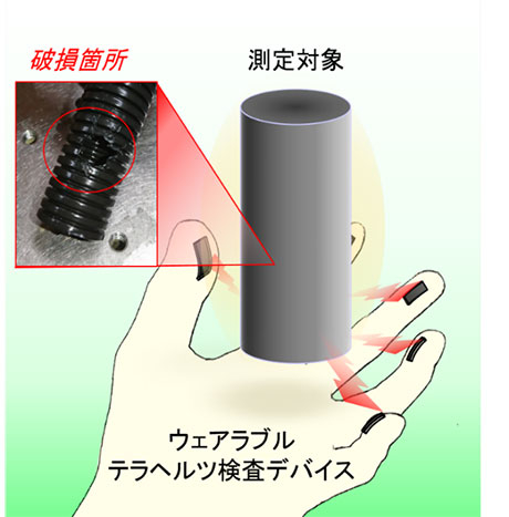 ウェアラブルテラヘルツ検査デバイスの概念図