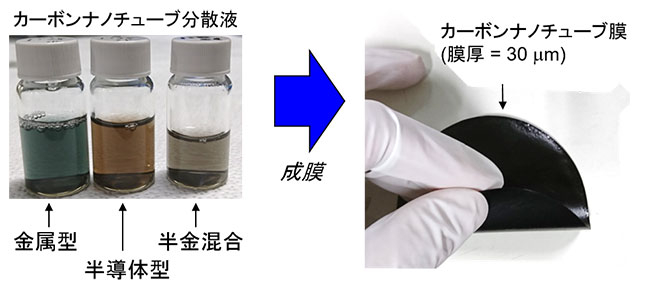 半導体・金属分離後のカーボンナノチューブ膜