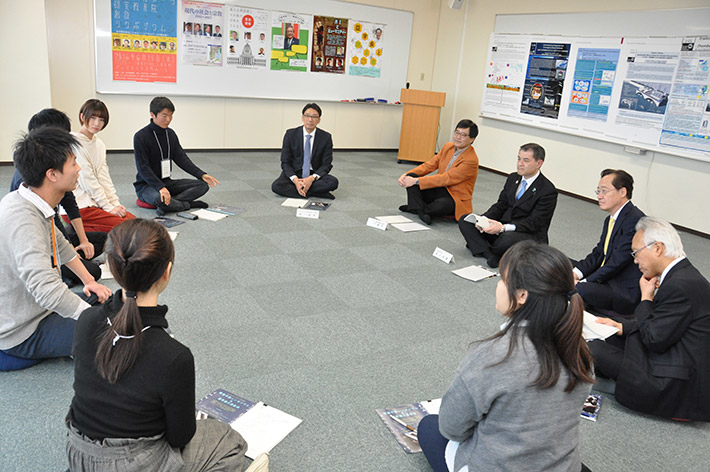 Small group discussion with students