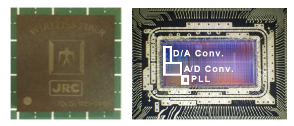 図5 システムLSI 外観（左）と内部チップ（右）