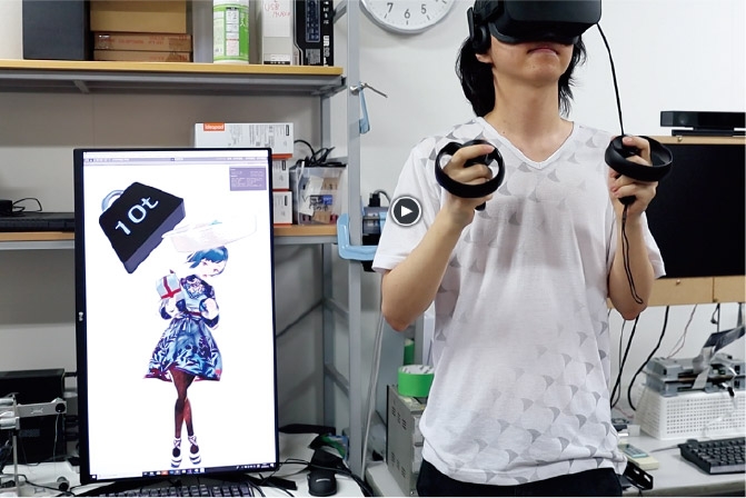 VTuber本体が自動で反応する技術を開発。演者の動きとは別に「物が当たるとぐらつく」「アイテムを投げると受け取る」といった自然なリアクションを取る。