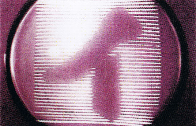 当時の技術で撮像された「イ」の字（高柳記念未来技術創造館）