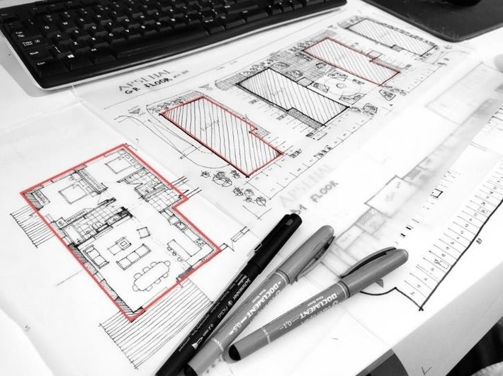 image 6.Hand-sketches on apartment plans